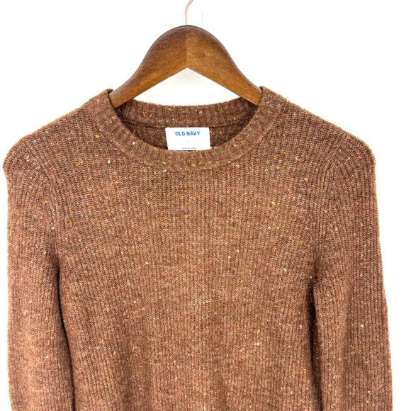 Old Navy Women's Speckled Knit Sweater Brown Long Sleeve Crew Neck Size S - Picture 4 of 7